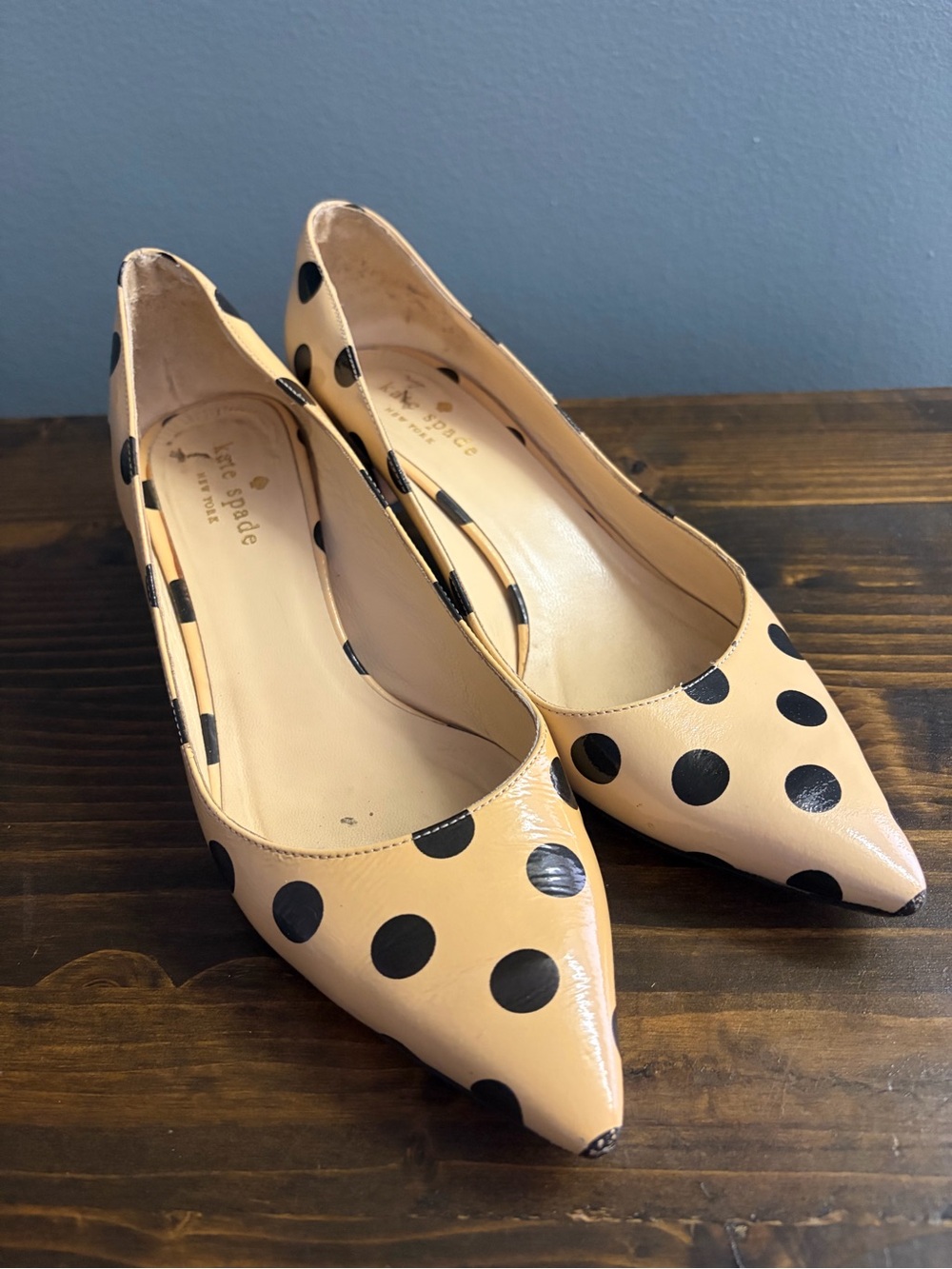 kate spade Nude Polka Dot Pointed Toe Flats